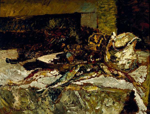Artist Adolphe Joseph Thomas Monticelli Still Life with Sardines and Sea-Urchins France oil painting art